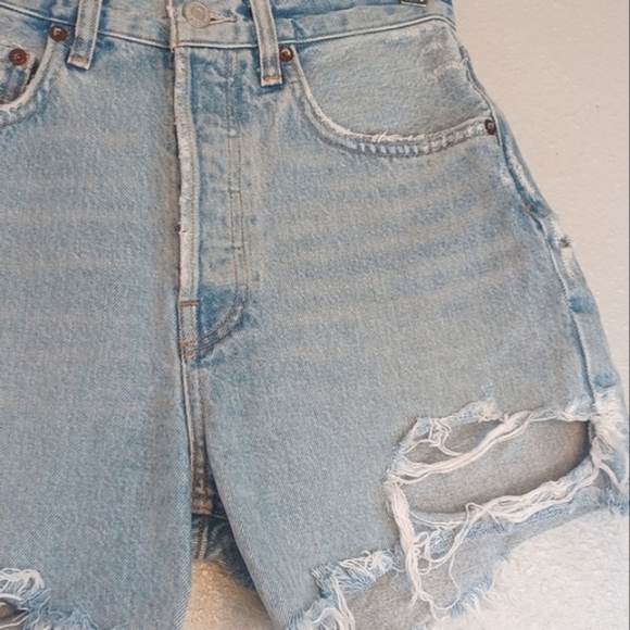 Agolde Riley Sz 24 100% Cotton Denim Shorts - Picture 5 of 13